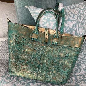 NWOT—PATRICIA NASH EMILION TOTE- Metallic Forest